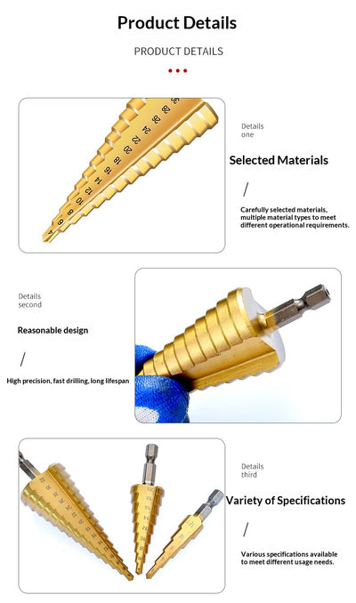 Set de 3 Brocas Escalonadas con Ranuras Rectas para Perforación Profesional - Image 15
