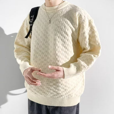 Suéter Jacquard a Cuadros Premium para Hombre - Tejido Holgado Primavera Otoño - Image 10