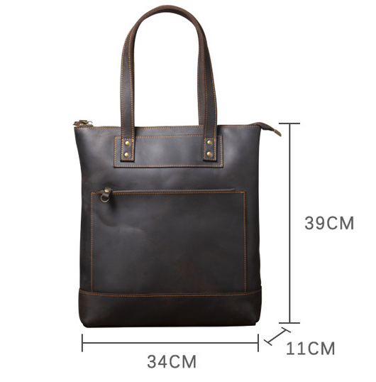 Bolso de Cuero Genuino Estilo Retro para Hombre - Primera Capa - Image 6