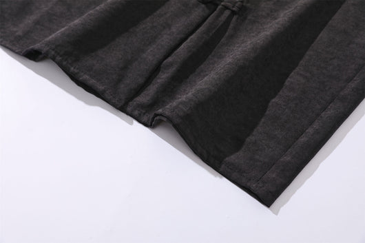 Camisa Corta Estilo Chino Tradicional con Botones de Rana para Hombre - Image 31