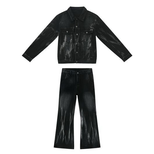 Traje de Mezclilla Retro Holgado Efecto Desgastado - Image 2