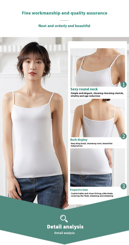 Tirantes Slim Fit Modal Negro y Blanco para Mujer - Image 15