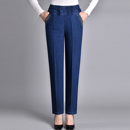 Pantalones Vaqueros Talle Alto Cintura Elástica Corte Recto - Image 6