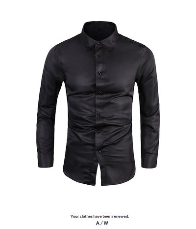 Camisa de Negocios Manga Larga Talla Grande Cuello Solapa Color Sólido para Hombre - Image 21