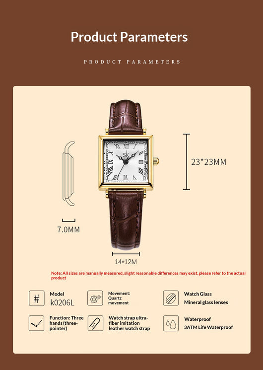 Reloj Elegante Cuadrado Retro para Mujer con Correa de Cuero - Image 14