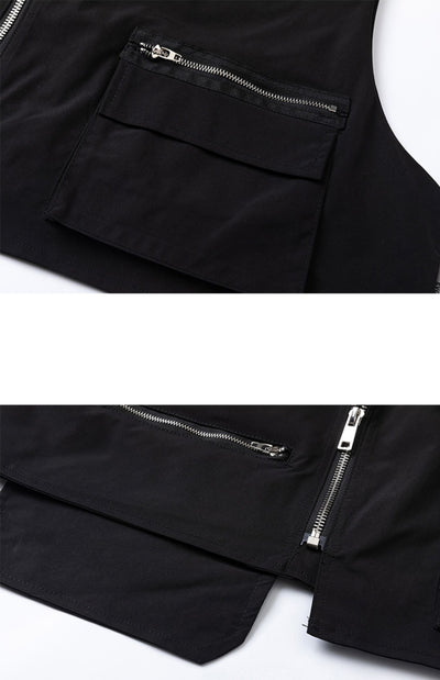 Chaleco Hip-hop Urbano Multi-Cierre sin Mangas Estilo Streetwear - Image 5