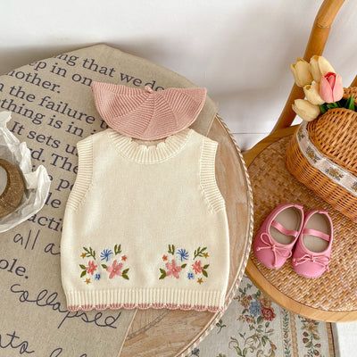 Chaleco Infantil de Cuello Redondo con Bordado Otoñal - Image 4