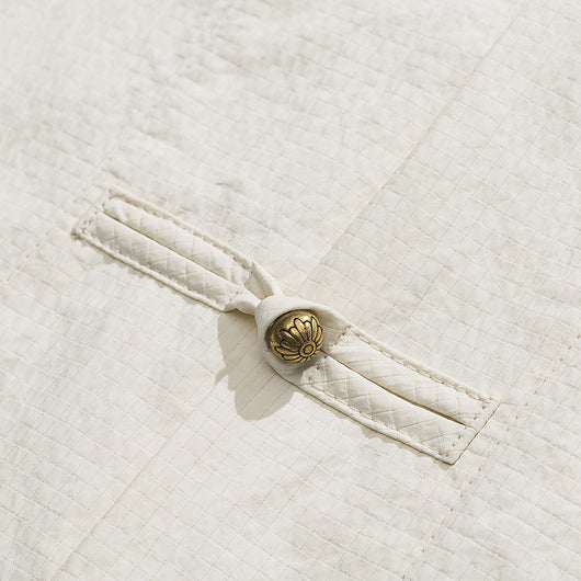 Camisa Estilo Chino con Cuello Mao Desgastado y Lavado Vintage - Image 3