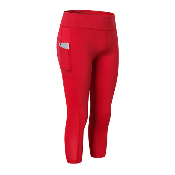 Pantalones Yoga Ajustados con Bolsillos Laterales - Capris Deportivos de Secado Rápido