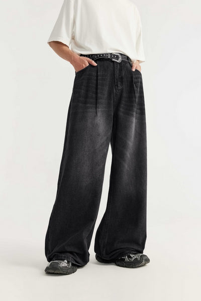 Pantalones Vaqueros Rectos Talla Alta para Hombre - Corte Ancho Lavado - Image 17