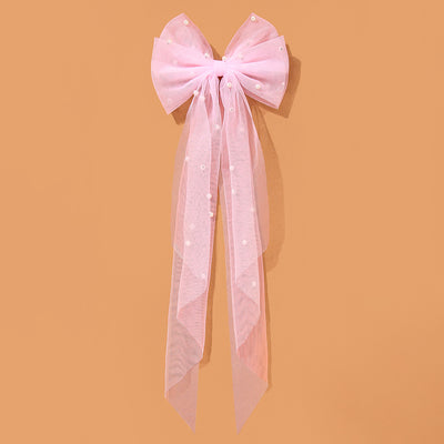 Pinza para Cabello con Mariposa, Perlas y Lazo de Malla para Mujer - Image 3