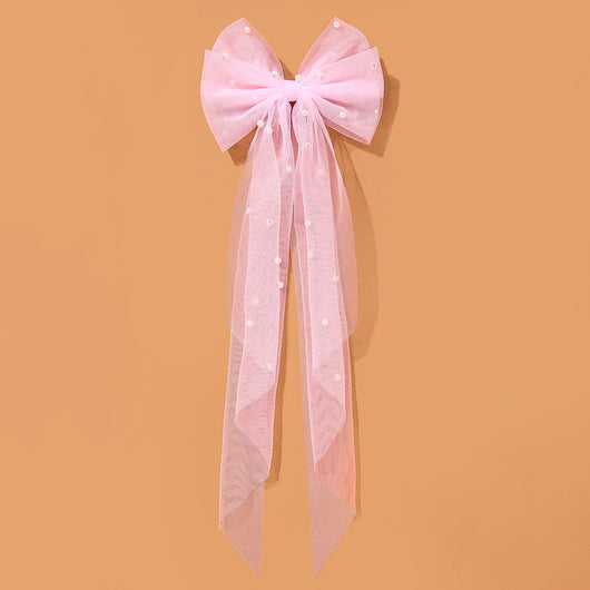 Pinza para Cabello con Mariposa, Perlas y Lazo de Malla para Mujer - Image 3