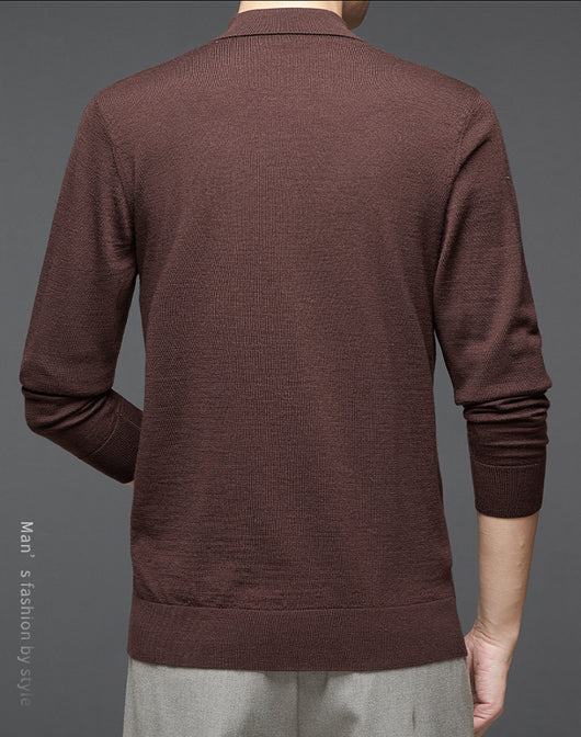 Polo de Lana Fina Merino para Hombre - Camisa de Manga Larga Elegante - Image 38