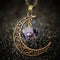 Natural Stone Crystal Necklace Vintage Morado