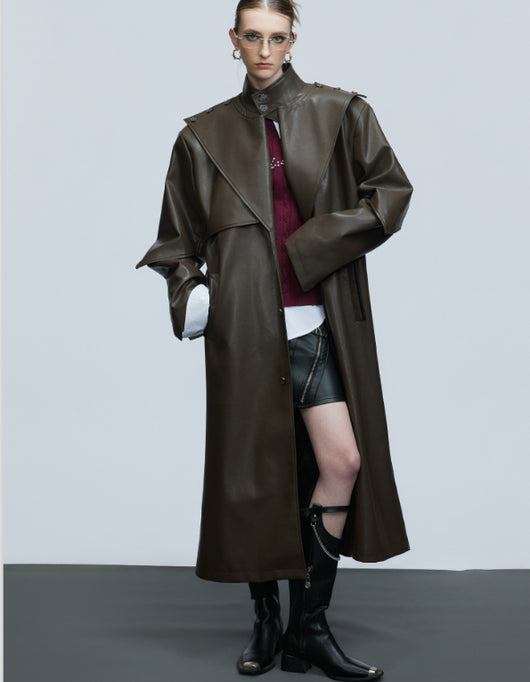 Gabardina Larga con Hebilla de Moneda de Cobre y Cintura Ajustada - Image 7
