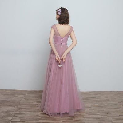 Vestido Largo para Damas de Honor en Cameo Brown - Malla y Satén Cómodo - Image 17