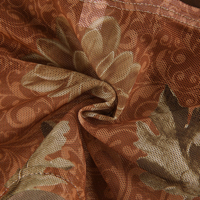 Slip Bohemio de Malla Estampada con Tirantes Finos - Marrón - Image 10