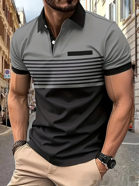 Camisa Casual a Rayas con Bolsillo en el Pecho para Hombre - Image 11