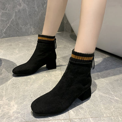 Botines de Tacón Grueso Cuadrado Estilo Europeo y Americano - Image 7