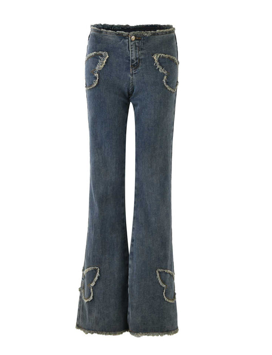 Jeans Slim Fit Retro con Bordado de Mariposas para Mujer - Image 17