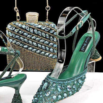 Sandalias de Tacón Alto con Strass y Bolso a Juego con Borlas 3D - Image 3