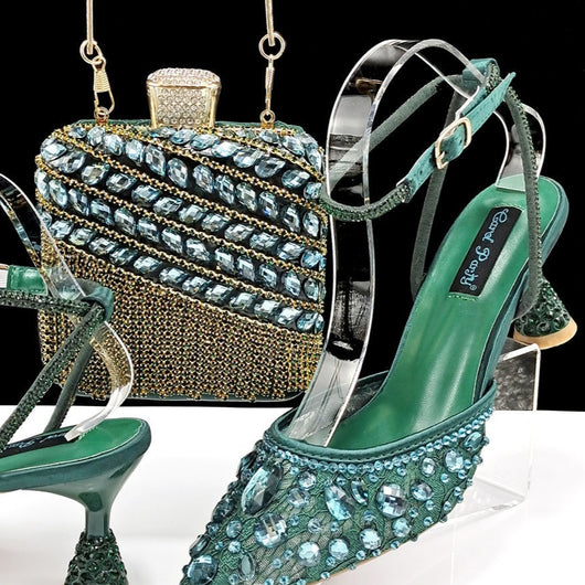 Sandalias de Tacón Alto con Strass y Bolso a Juego con Borlas 3D - Image 3