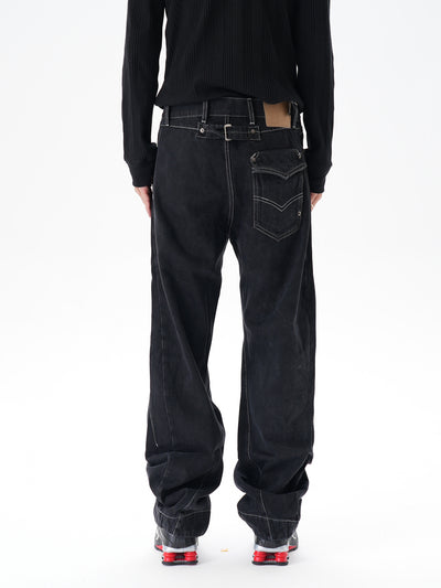 Jeans Sueltos Machete con Contraste de Color para Hombre - Image 6