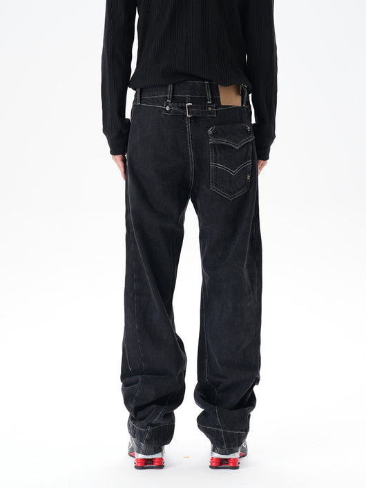 Jeans Sueltos Machete con Contraste de Color para Hombre - Image 6