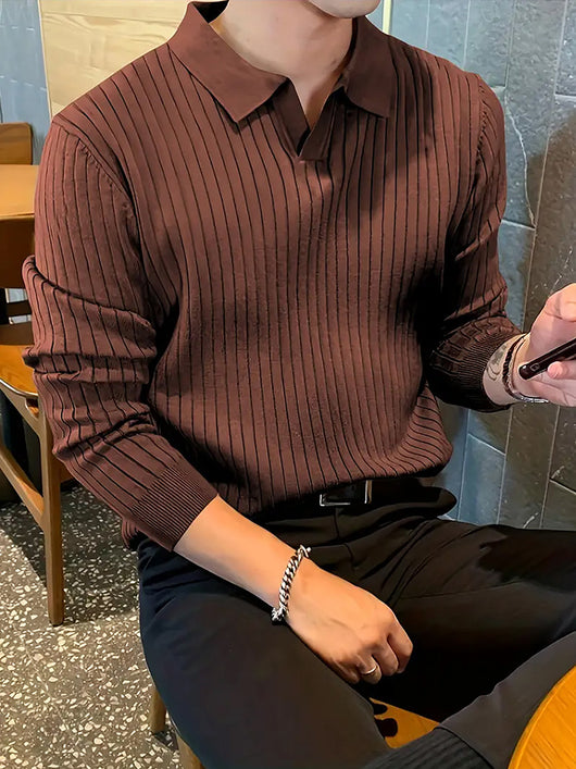 Polo Texturizado Slim Fit de Manga Larga para Hombre - Cómodo y Elegante - Image 18
