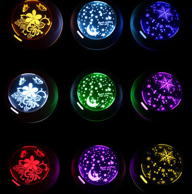 Mini wood grain aroma diffuser and humidifier with a starry night light projector, emitting mist and glowing purple. - Image 10