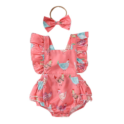 Vestido Infantil Pollo Cartoon con Mangas Volantes - Image 7