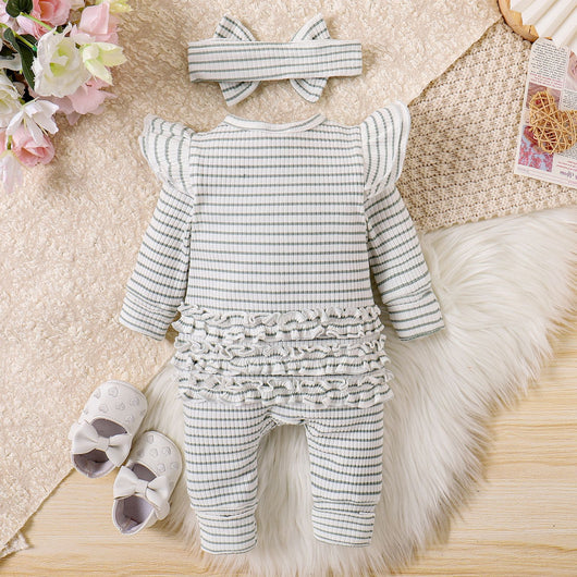 Traje Infantil a Rayas con Volantes y Manga Larga - Image 21