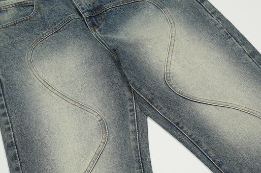 Jeans Rectos Sueltos con Ondas y Doble Cierre Lateral - Image 9