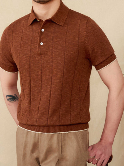 Polo Tejido Hombre Mezcla Lino Algodón con Solapa - Image 4