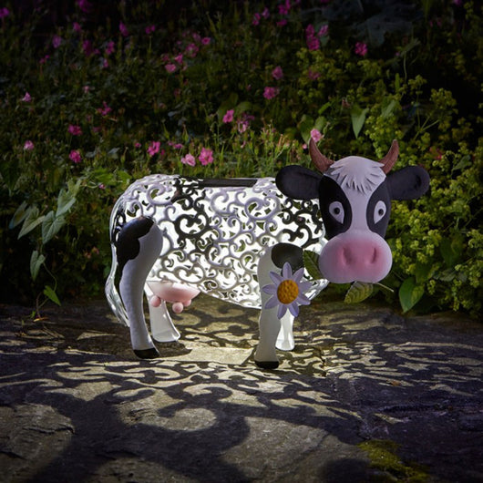 Lámpara Solar Decorativa Vaca Margarita - Adorno de Resina para Jardín - Image 6