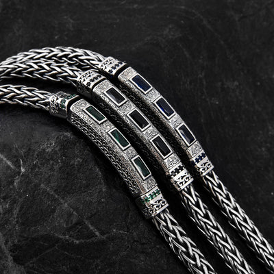 Pulsera de Plata Esterlina con Cuerda de Cáñamo y Circones Tejidos a Mano - Image 3