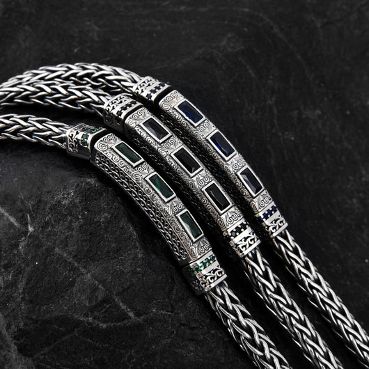 Pulsera de Plata Esterlina con Cuerda de Cáñamo y Circones Tejidos a Mano - Image 3