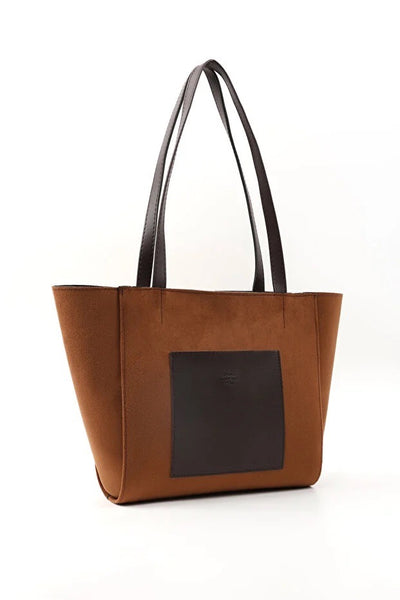 Bolso Tote Grande de Cuero Sintético Marrón con Cierre de Cremallera - Image 3
