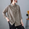 Camisa Vintage Suelta a Rayas para Mujer de Manga Larga