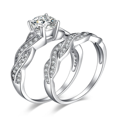 Juego de Anillos para Parejas en Acero Inoxidable Plateado - Image 9