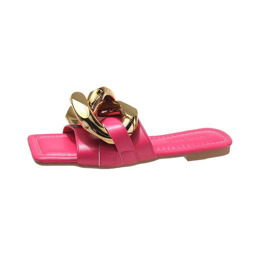 Sandalias Metalizadas de Cadena con Suela Plana - Colores Pastel - Image 15