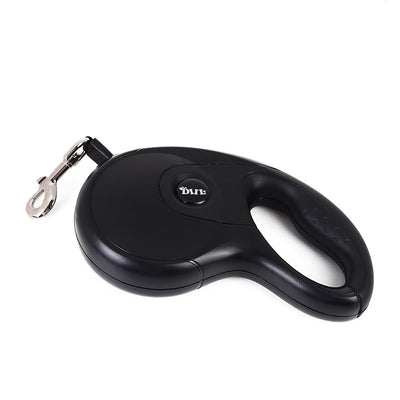 Blue and grey retractable dog leash with a black waste bag dispenser and a silver metal clip. - Image 11