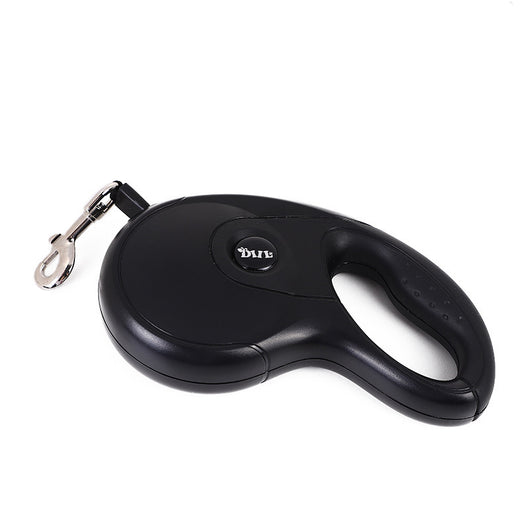 Blue and grey retractable dog leash with a black waste bag dispenser and a silver metal clip. - Image 11
