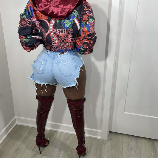 Shorts de Mezclilla Rotos con Efecto Deshilachado y Stretch - Image 11