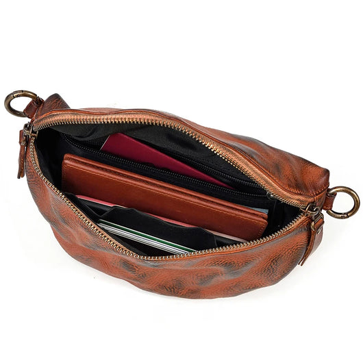 Bolsa de Cuero Pintada a Mano - Estilo Retro para Mujer - Image 12