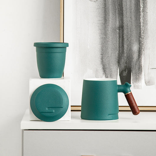 Set de 3 Tazas de Cerámica para Oficina con Asa de Madera y Tapa - Image 11