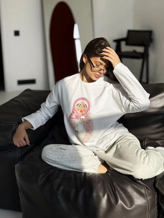 Blusa Suelta Estampada de Manga Larga para Mujer - Image 13