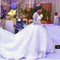 Vestido de Novia Africano de Encaje con Mangas Largas y Cola Voluminosa