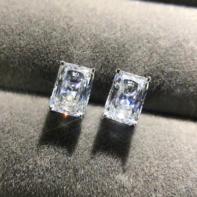 Aretes de Circonita Simulada con Montura Rectangular de Cuatro Puntas - Image 10