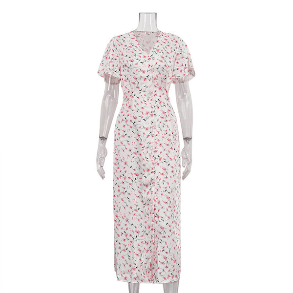 Vestido Camisero Floral con Cordones y Escote en V - Image 6